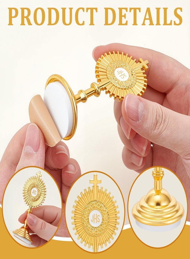 GLASSWINDS 12 Pcs Gold Standing Cross Decor, Catholic Monstrance Statues Table Desk Decor, Standing Crucifix Catholic Home Decor, Jesus Religious Baptism Favors for Guests, First Communion Gifts - Image 4